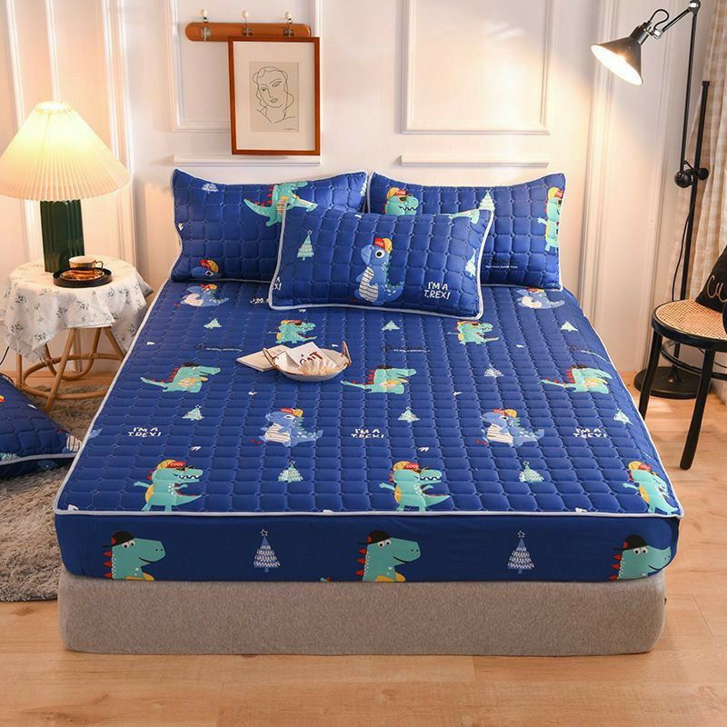 SPREI SULTAN WATERPROOF 180 x 200 CM ANTI AIR IMPOR BED PROTECTOR KUNING WORTEL PINK-BIRU DINOSAURUS 180