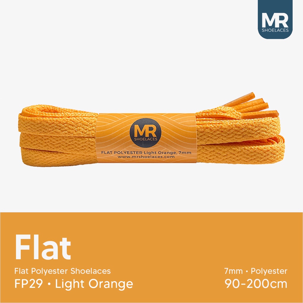 Original MR Shoelaces FP29 Jingga Muda (Light Orange) Tali Sepatu Polyester Pipih Flat 7mm 80cm 90cm 100cm 120cm 130cm 150cm 180cm 200cm untuk Sneakers - Premium Shoelace Premium Shoelaces