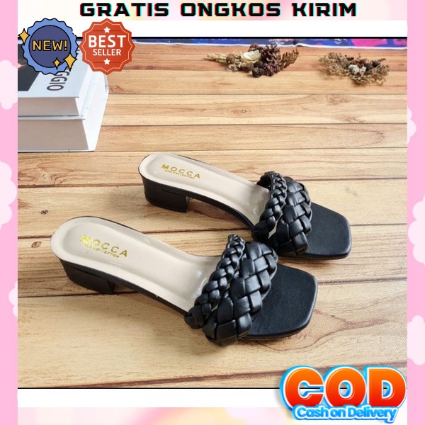 Sandal Sendal Fashion Pesta Selop Heels Hak Tahu Tinggi Kaca Jepit Wanita 3Cm Mewah Hak Tahu Terbaru
