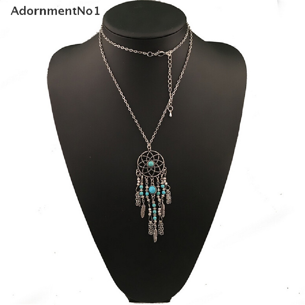 (AdornmentNo1) Kalung Rantai Panjang Liontin Dream Catcher Aksen Rumbai Gaya Vintage Bohemia Untuk Wanita