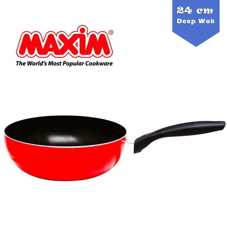 MAXIM Valentino 24 cm Deep Wok Wajan Penggorengan Teflon 24 cm