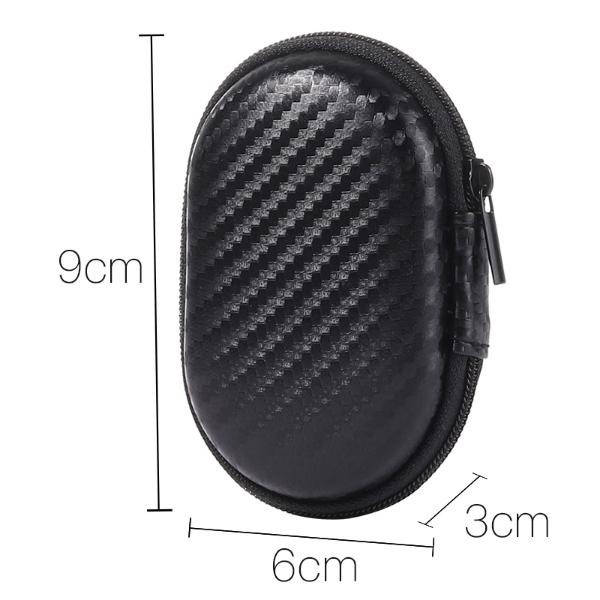 Small Carbon Oval Case For Earphone Cable Data TWS Bluetooth Headset