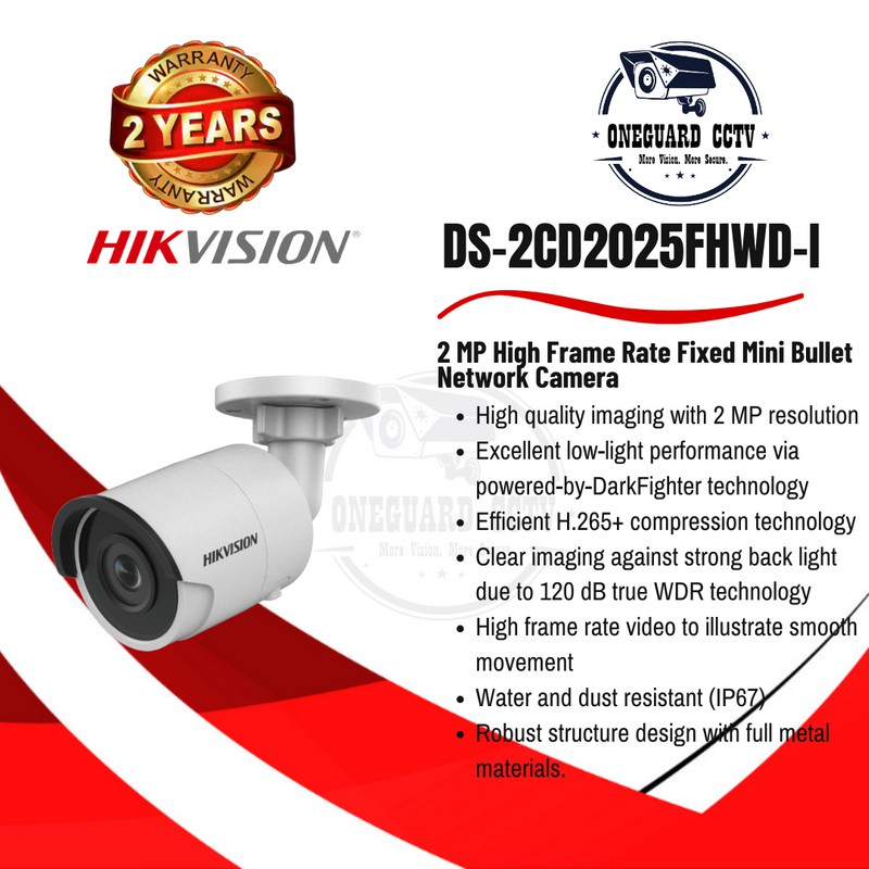DS-2CD2025FHWD-I HIKVISION IP CAMERA 2 MP HIGH FRAME BULLET