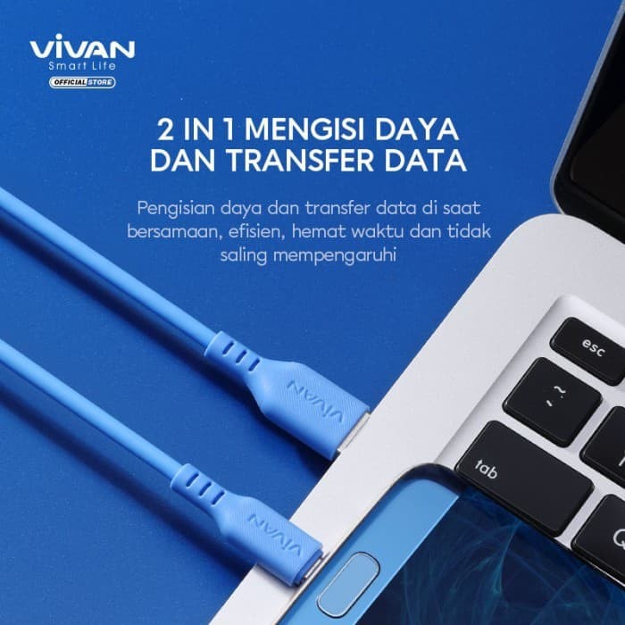 VIVAN Kabel Data VSM100 Data Cable Micro USB For Android 2.4A Silicone Garansi Original Resmi