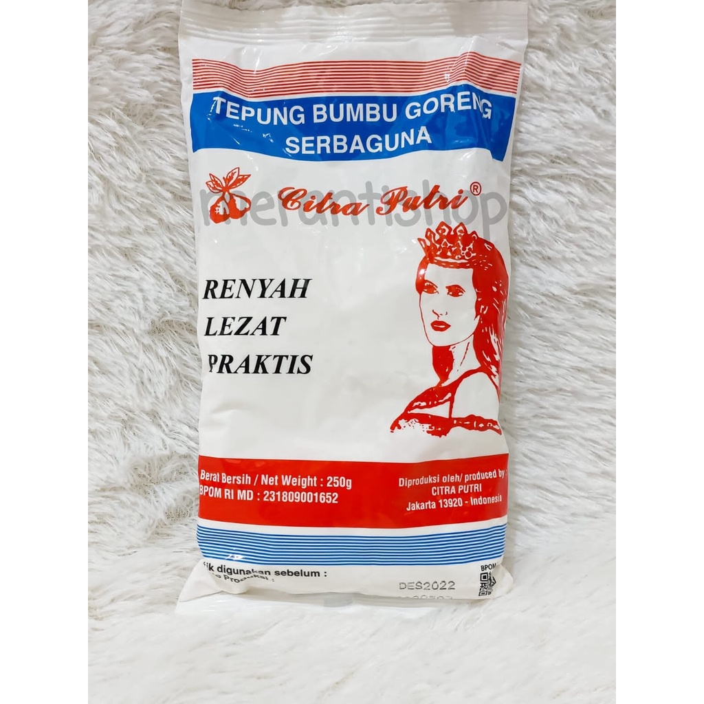 

HALAL Tepung Citra Putri 250gram / Tepung Bumbu Goreng Ayam Serbaguna / Tepung Bumbu Goreng Serbaguna Citra Putri Renyah Lezat Pratis 250 gram / Tepung Serba Guna