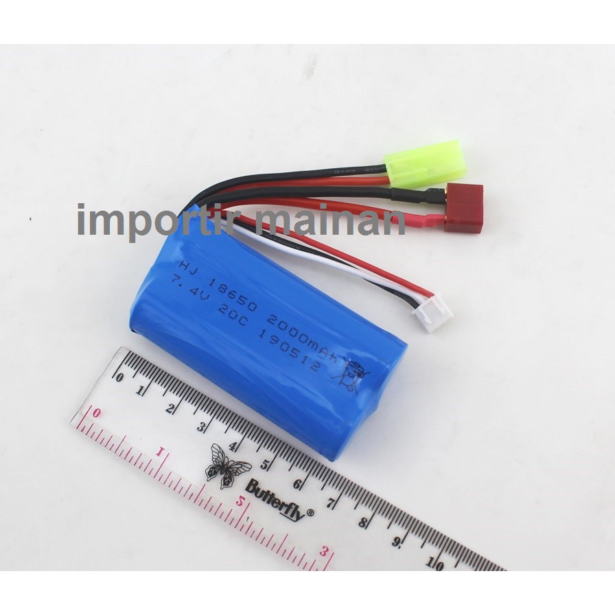 baterai rc car li-ion 7.4V 2000mAH 20C soket T dan tamiya for rc car WLtoys A959B 12428 ENOZE 9300E