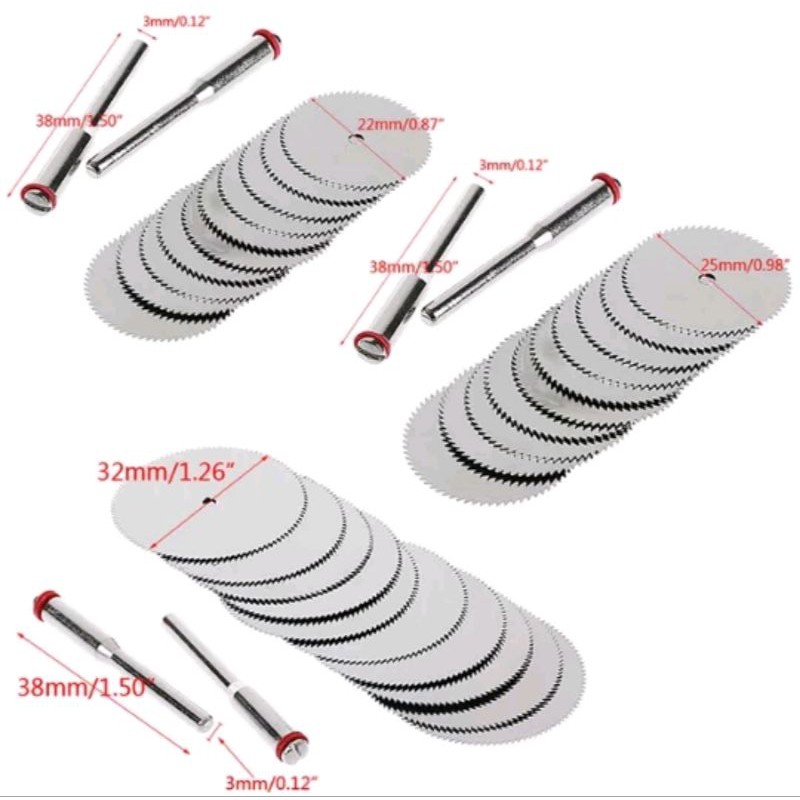 Wood Saw Blade Disc 10pcs Plus 2x Rod Dremel Rotary Cutting Tool