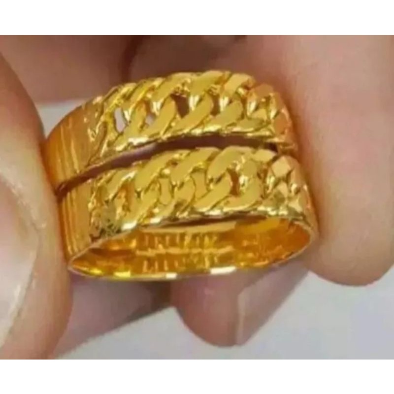 1PASANG Cincin Rante Lapis Emas 24K