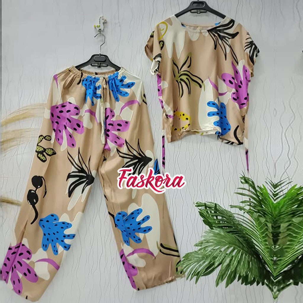 One Set Wanita Kekinian Pajamas Tie dye Karang / Set Rayon Jumbo XXL Tie dye / One Set Rayon Jumbo