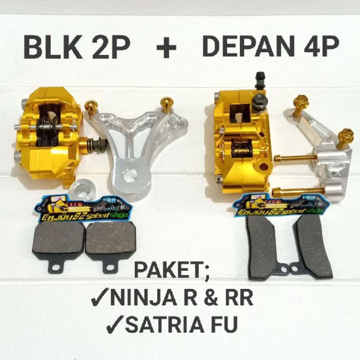 Paket Kaliper Depan 4p / Monoblok Belakang 2p / 2 Piston Ninja 150 R &amp; RR &amp; Satria Fu