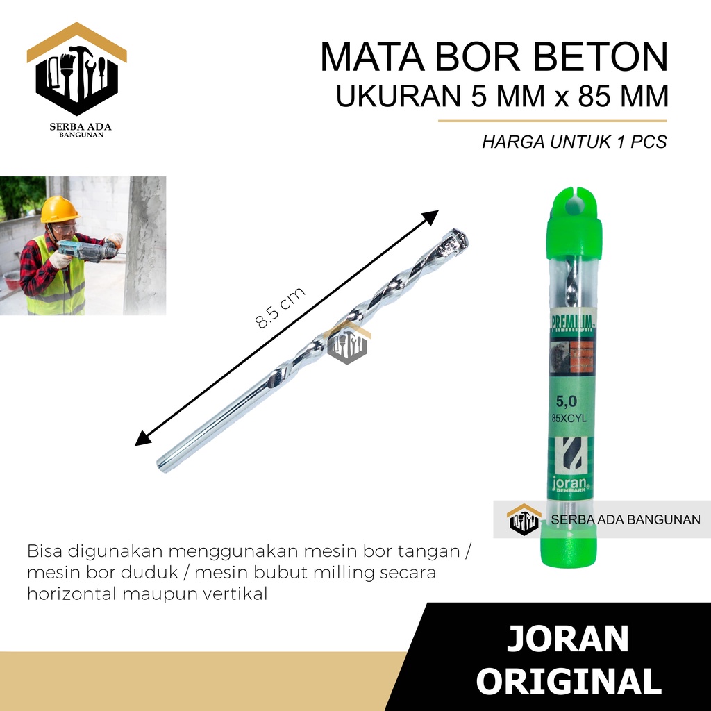 MATA BOR BETON JORAN SIZE 4 5 6 8 10 12 MM TEMBOK KUAT OBENG KUALITAS BAGUS TEBAL TAJAM