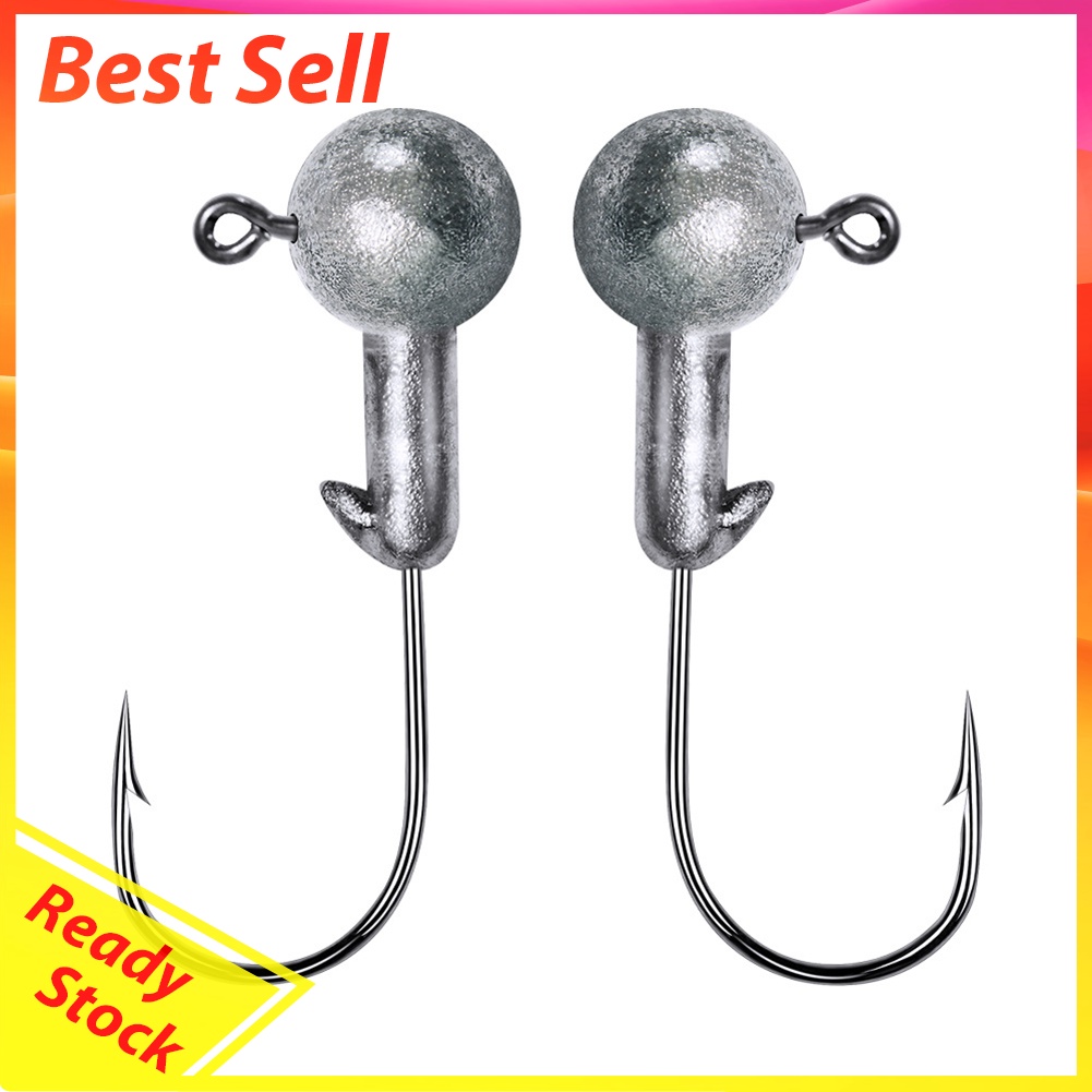 10pcs Crank Jig Round Ball Head Hook Jigs Bait Soft Worm for Perch Fishing