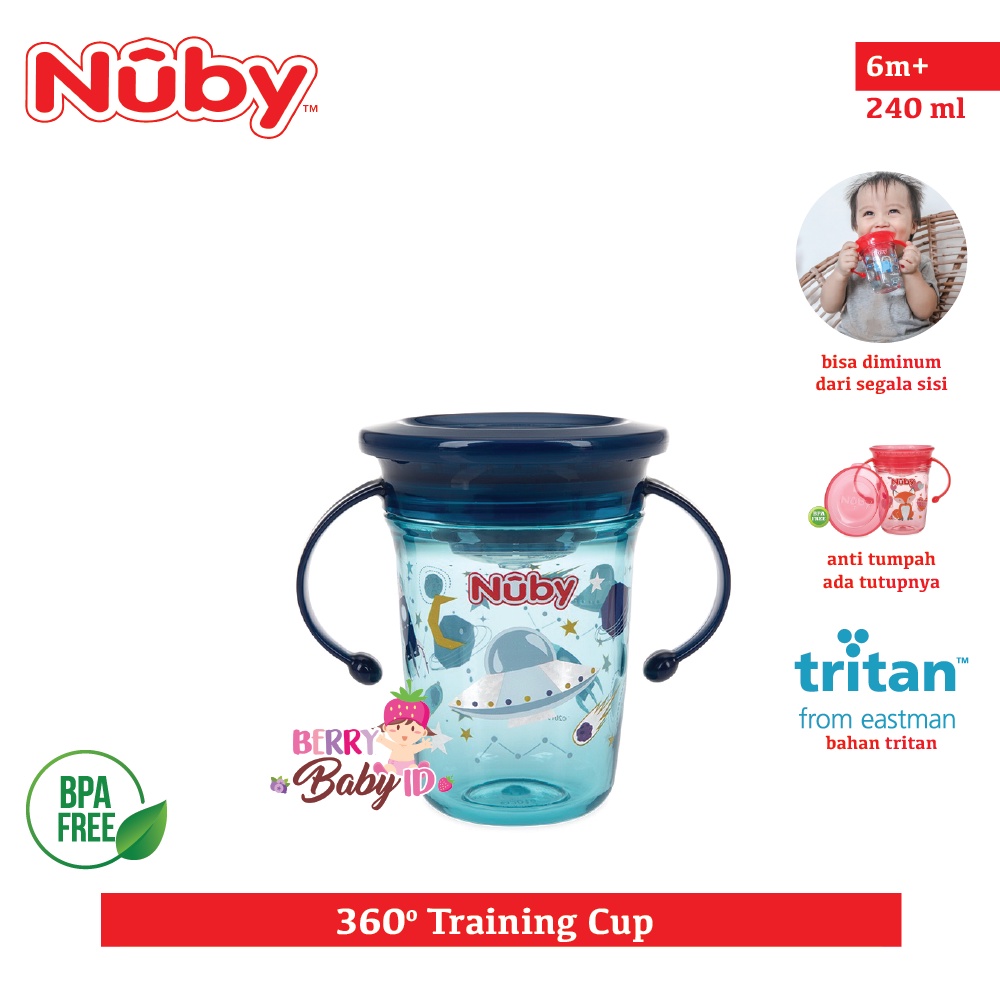 Nuby Tritan Wonder Cup With Handle Glitter Gelas Training Cup Bayi Berry Mart