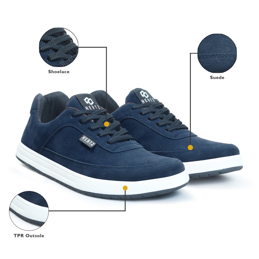 Sepatu Sneakers Pria H 3278 Brand Hertz Sepatu Kets Sekolah Kuliah Kerja Navy Murah Berkualitas