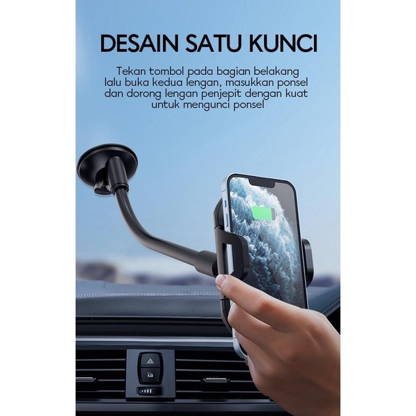 Vivan CHS11 Car Mount Phone Holder Alumunium Tube Automatic Kaca Depan