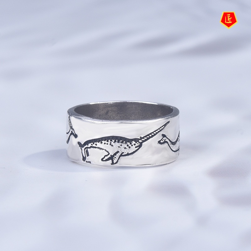 [Ready Stock]Creative Unique S925 Silver New Single Horn Whale Ring