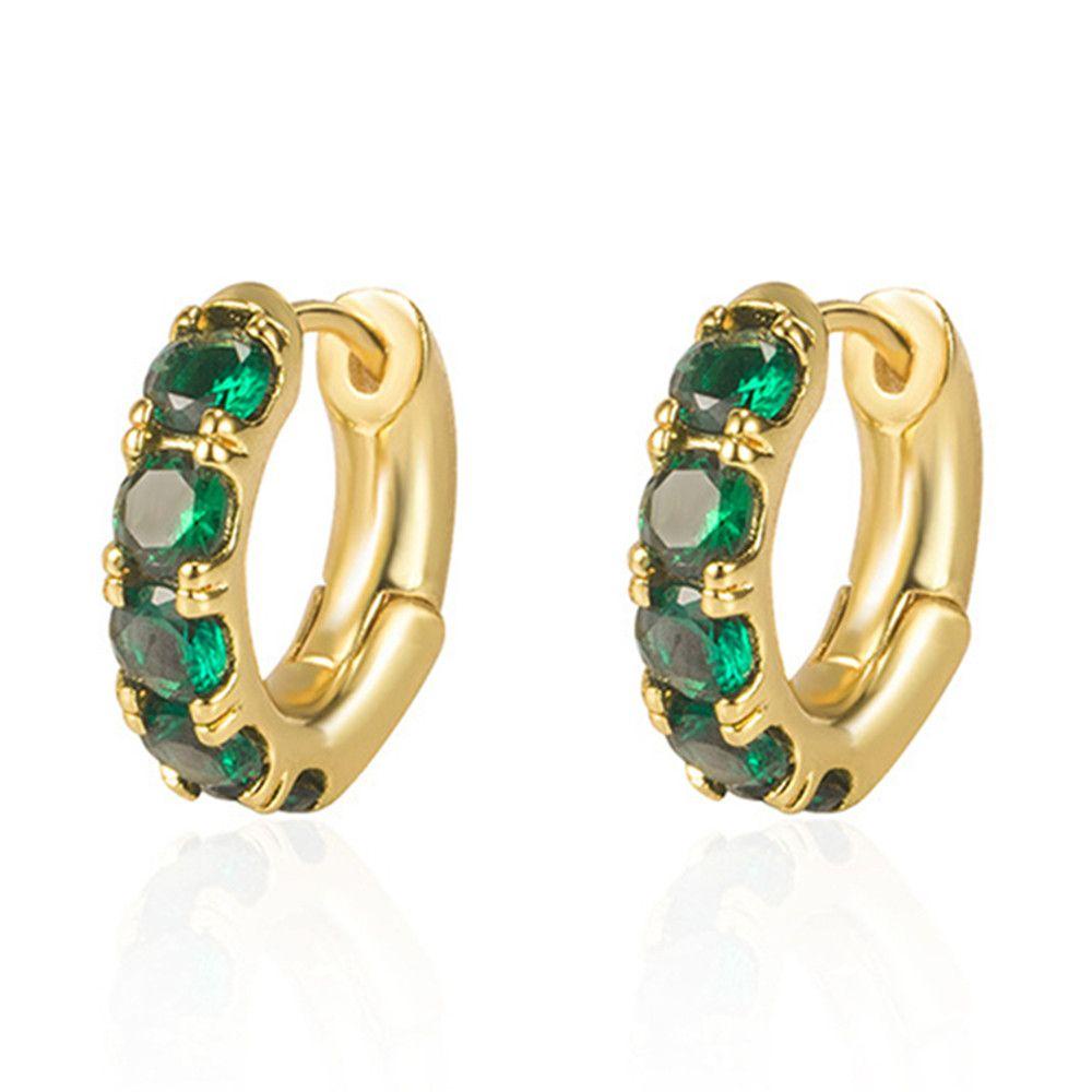 Preva Emerald Green Hoop Earrings Hadiah Perhiasan Tubuh Elegan Emerald Green Huggie Hoop Earrings