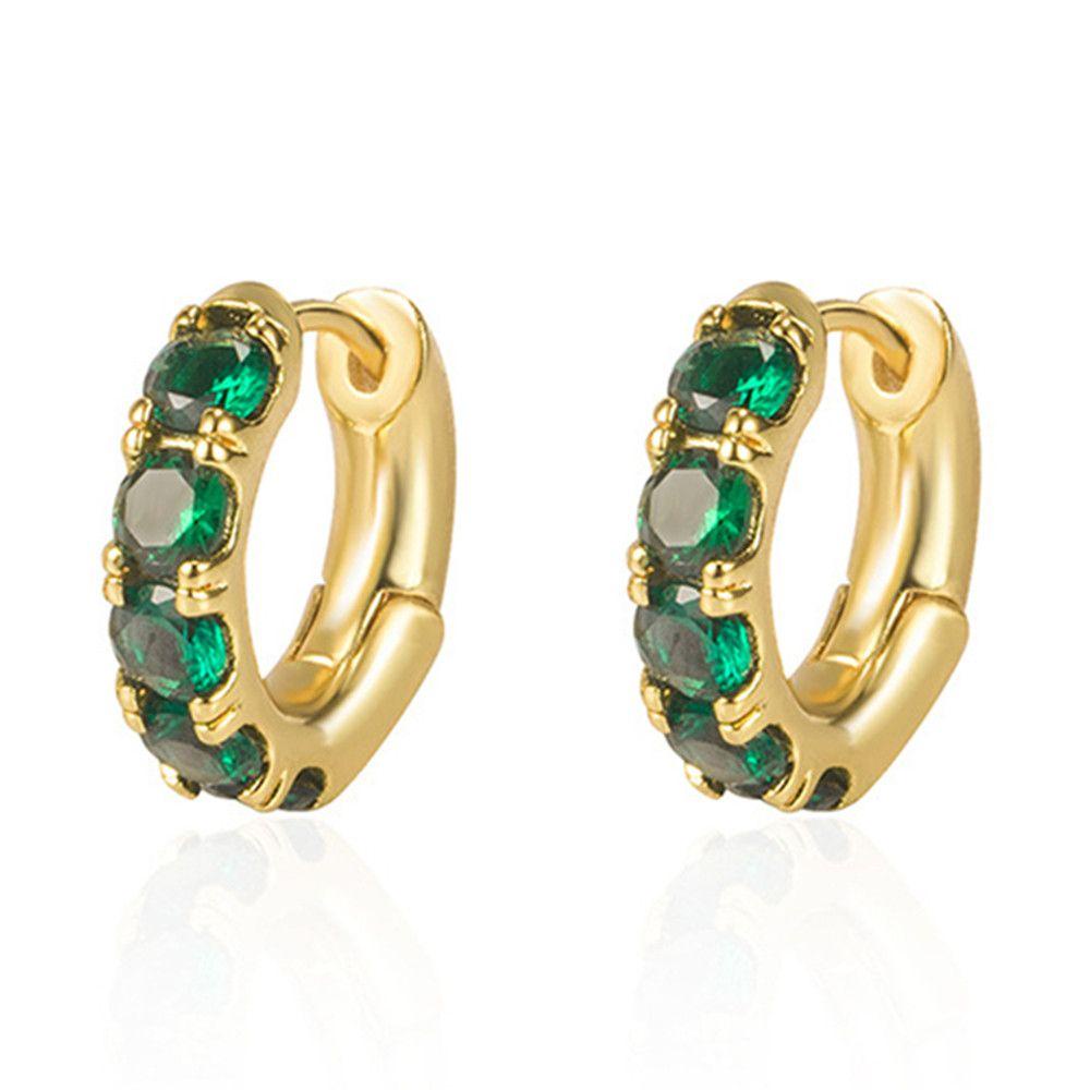 Chookyy Emerald Green Hoop Earrings Fashion Perhiasan Wanita Gadis Perhiasan Tubuh Emerald Green Huggie Hoop Earrings