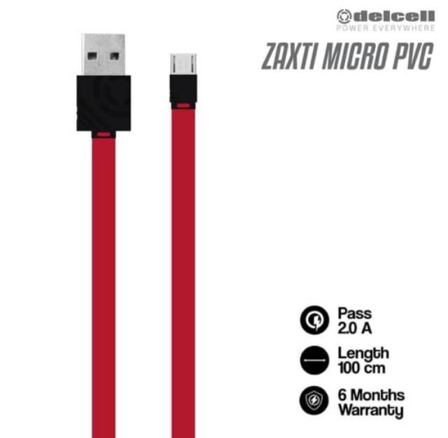 Kabel Delcell Zaxti Flat PVC V8 2A Faster Charging 100cm