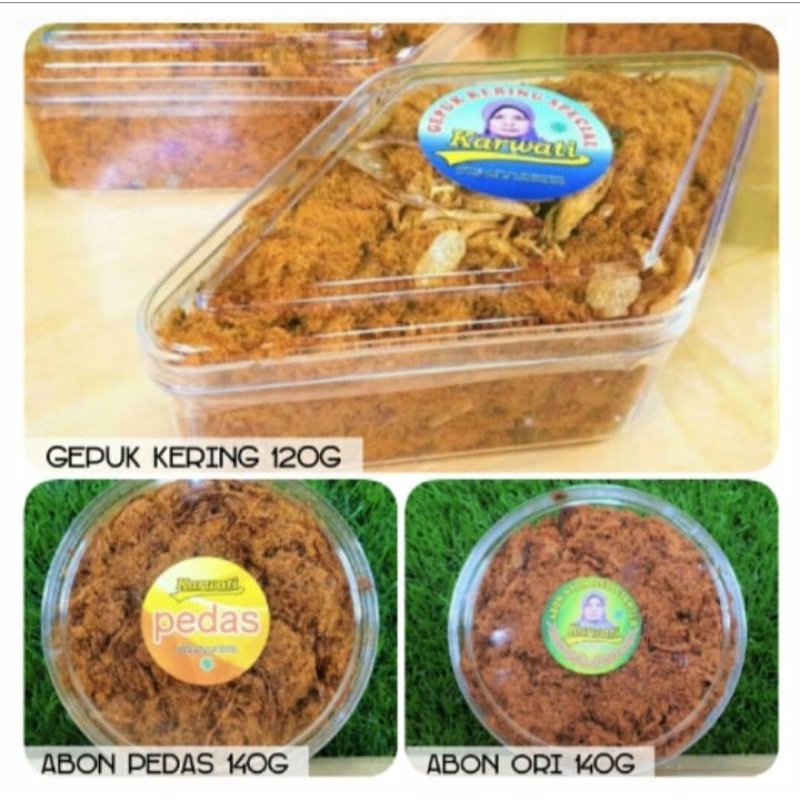 

Karwati Abon Ori/Abon Pedas/Gepuk Kering Ayam Toples