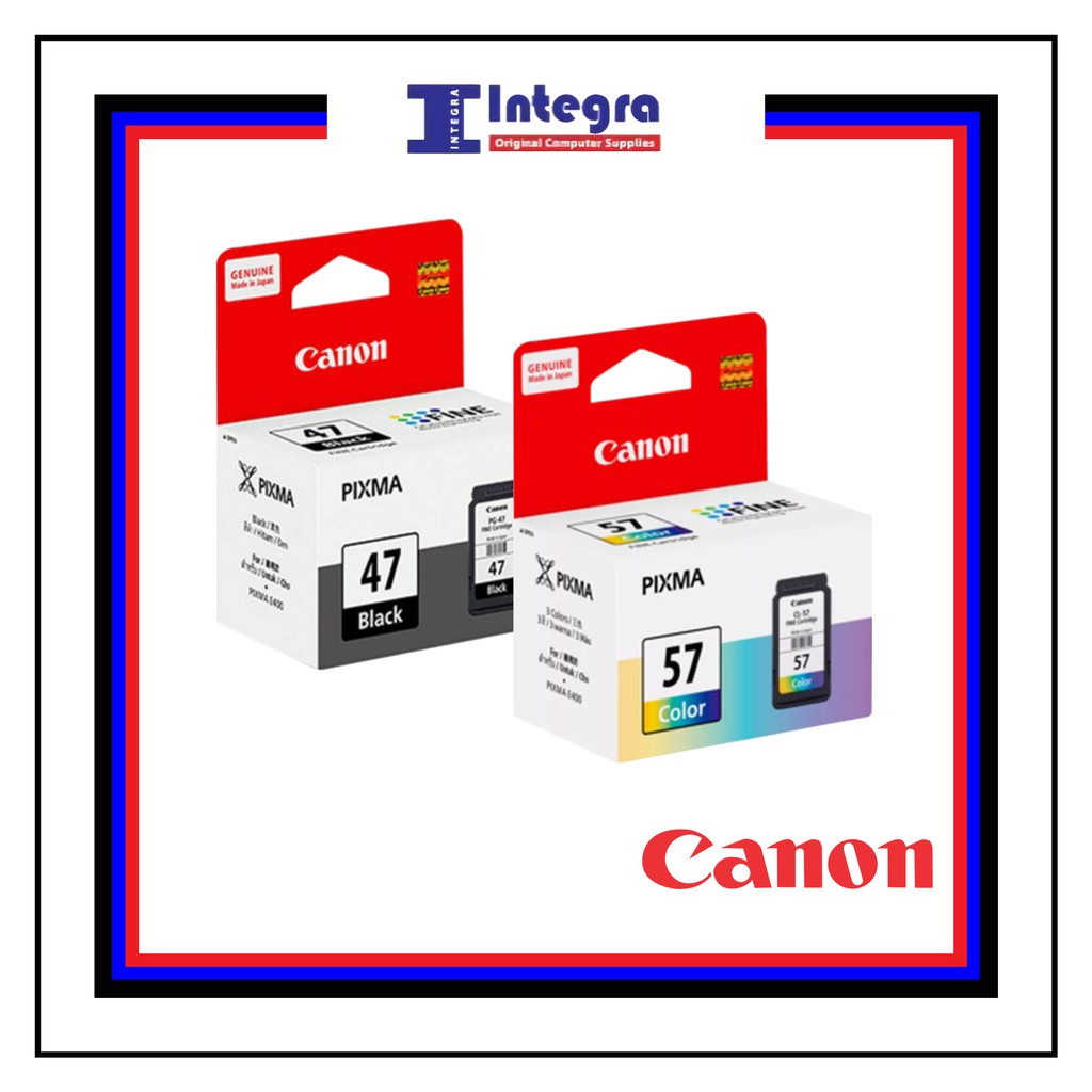 Tinta Canon 1 Set 47 & 57 (Black + Colour) Original Tinta Printer Canon E410