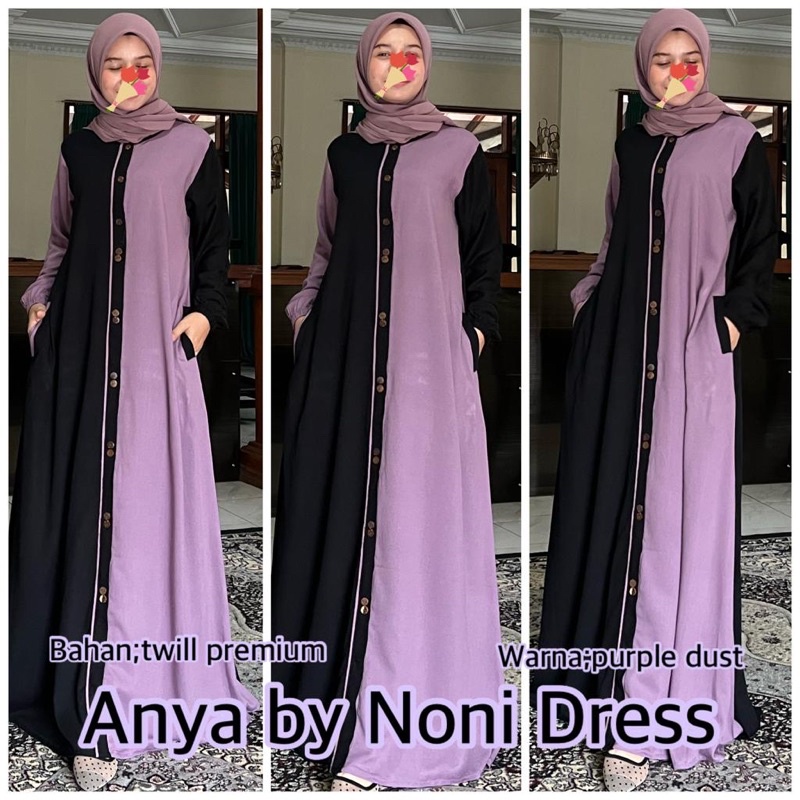 Daster Arab Noni ANYA Maxi Dress Busui Mewah Gamis Premium Twill