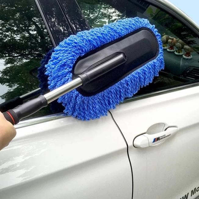 Lap cuci mobil debu square / Kemoceng microfiber bisa dipanjangkan-Cendol Lebar - Abu-abu