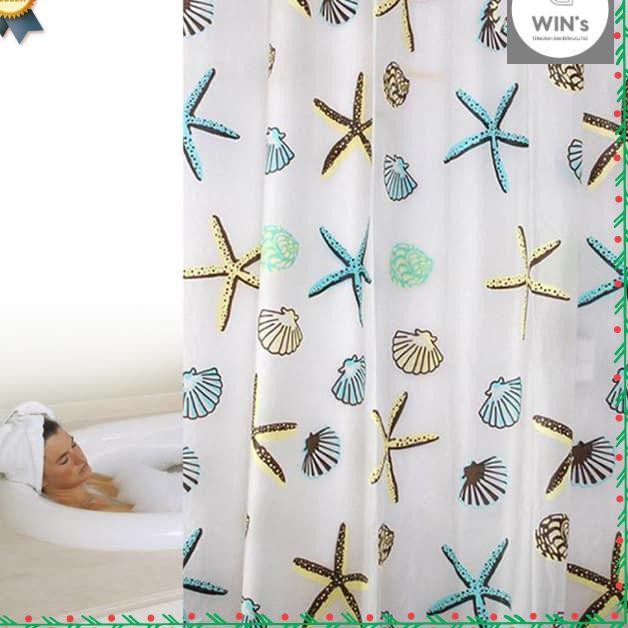 ｀ C495 Tirai Kamar Mandi anti air Shower Curtain Tirai gorden Tirai motif Gorden shower Selambu toil