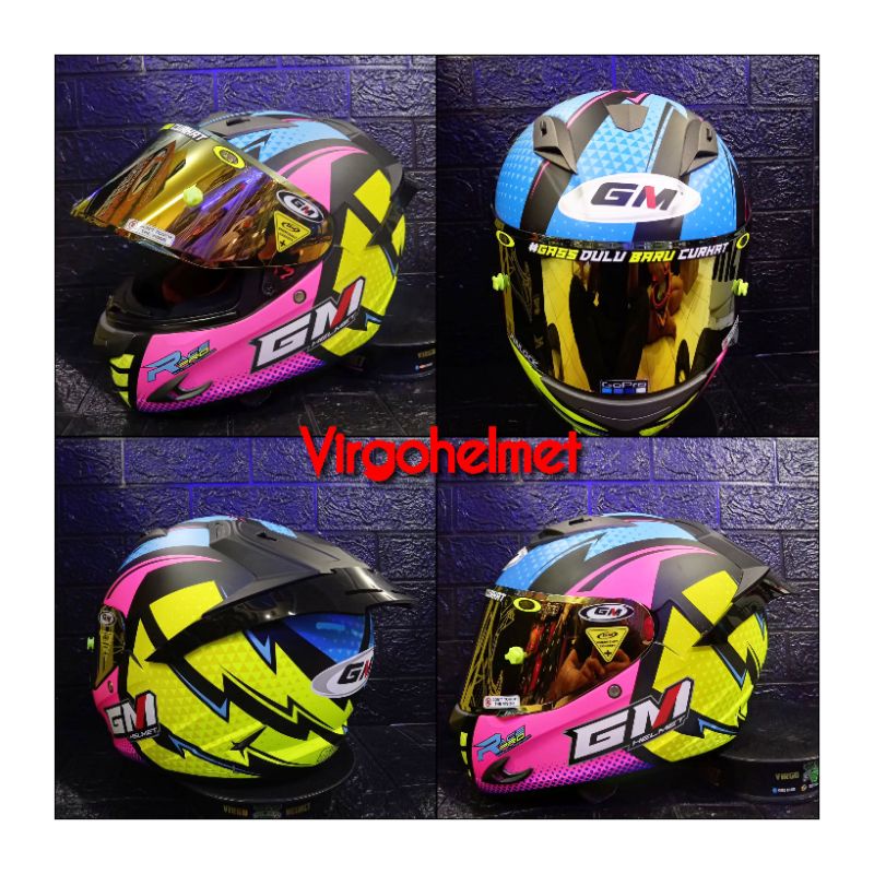 HELM GM RACE PRO FLASH BLACK PINK PAKET GANTENG SNI DOT (ongkir Termurah 2)