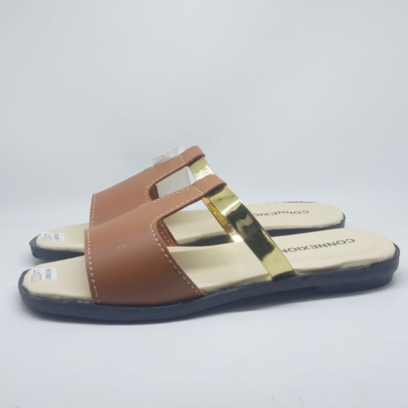 Sandal wanita selop connexion  / sandal kokop slip on terbaru kode SlGold 01