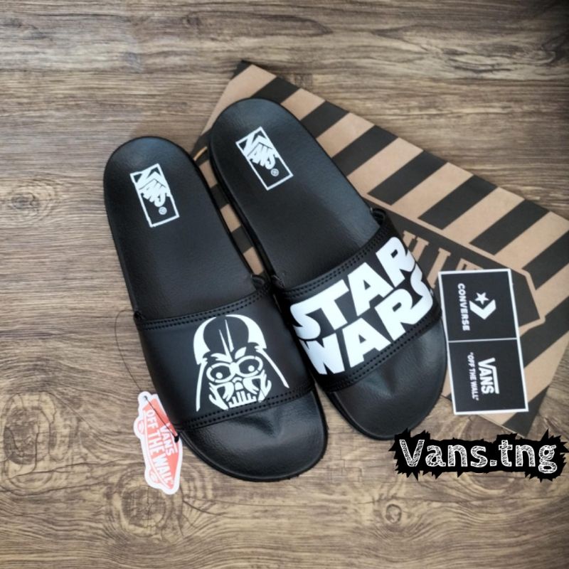 Sandal Slop Starwars Black Premium / Sandal Slide Vans Starwars Murah /Sendal Slop terlaris / Sandal Cowok Vans starwars