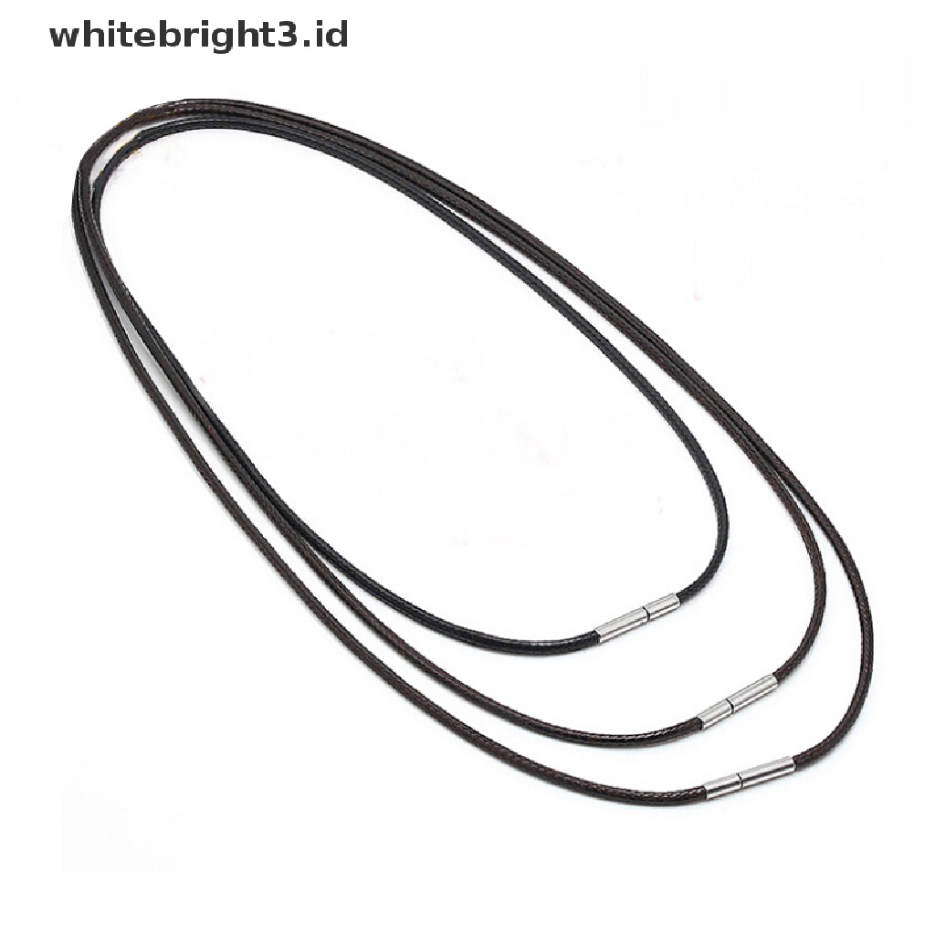 {whitebright3.id} Black Wax Leather Cord Stainless Steel Rotary Clasp Necklace Choker Rope Jewelry ,