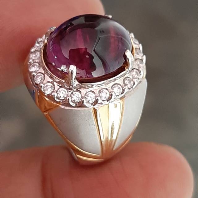 Cincin Pria Batu Kecubung (Amethyst) Kalimantan