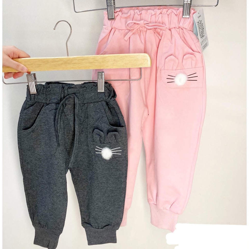 JOGGER 1 KELINCI / POM / TIKUS LUCU celana Tebal halus Pergi Jalan Anak Bayi Cewek Perempuan Murah Terlaris Lucu babeebabyshop