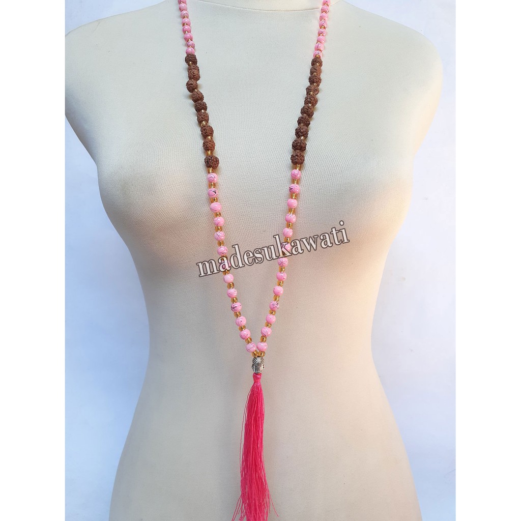 Kalung Budha Tasbih mutiara genitri kuncir