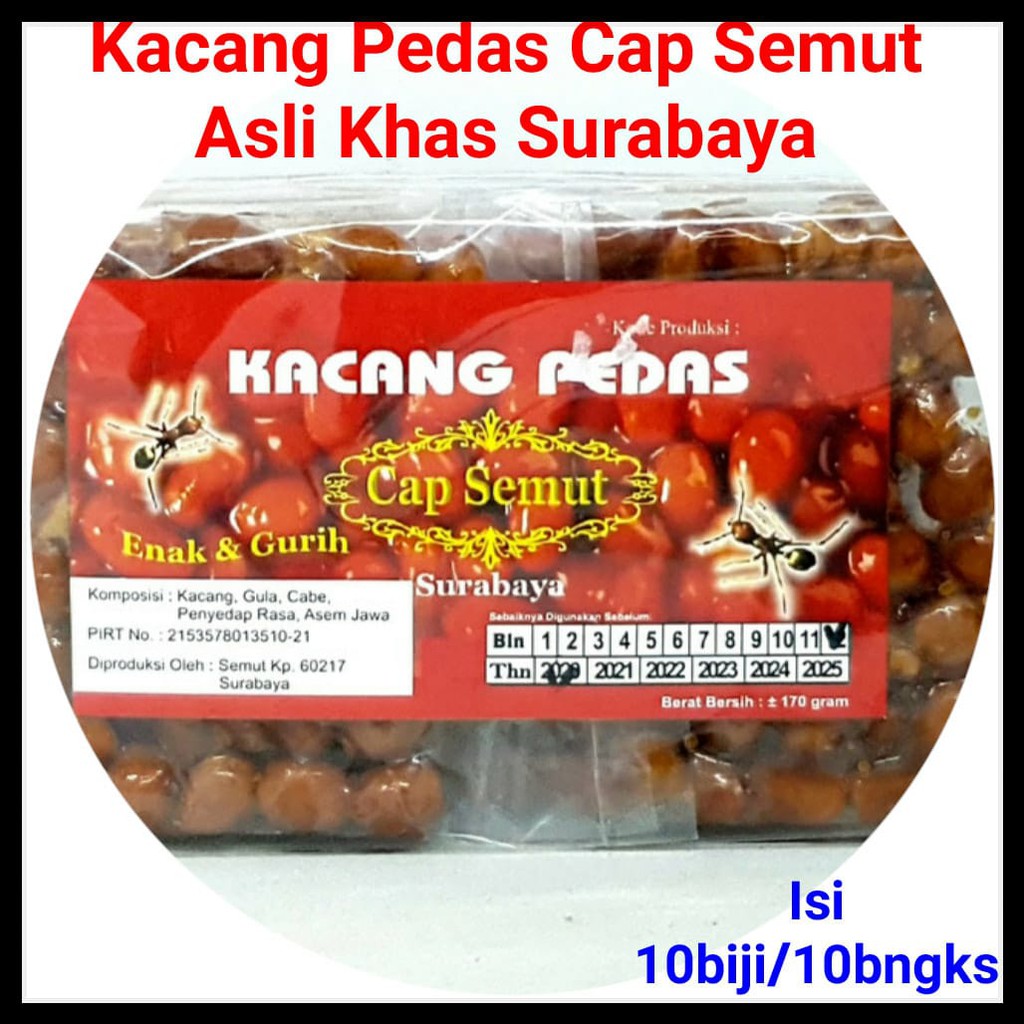 

kacang pedas manis Cap Semut Khas Surabaya Kacang pedes asin Kacang kacangan Makanan Camilan Isi 10