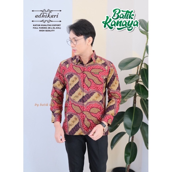 ADHIKARI Kemeja Batik Pria Berlapis Furing Bahan Katun Berkualitas Ekspor