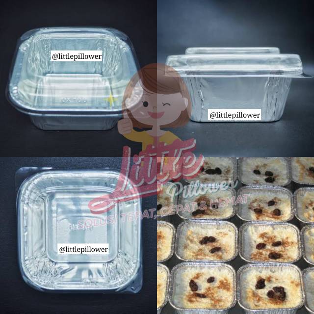 (ISI 100PCS - OX100 + TUTUP) Wadah aluminium foil OX100+TUTUP/Tray kue panggang 100ml/Tray alum