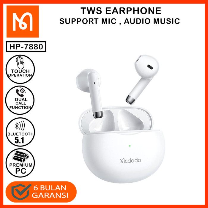 MCDODO Earphone Bluetooth TWS Earbuds Lite - HP-7881 / HP-7882 / HP-7880 - Garansi Resmi 6 Bulan