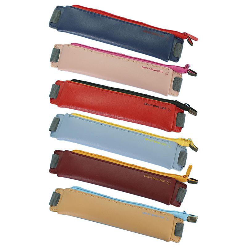 

Free Ongkir ya Portable Fashion PU Leather Elastic Buckle Pencil Case Pen Bag for Book Notebook