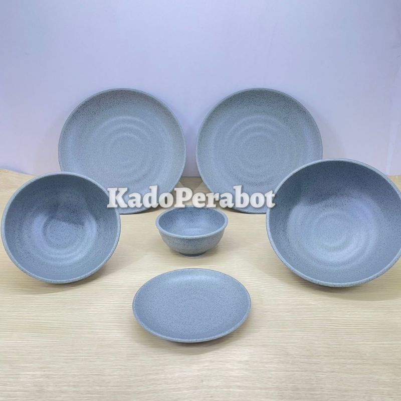 piring mangkok onyx - tempat makan onyx set - piring mangkok melamine