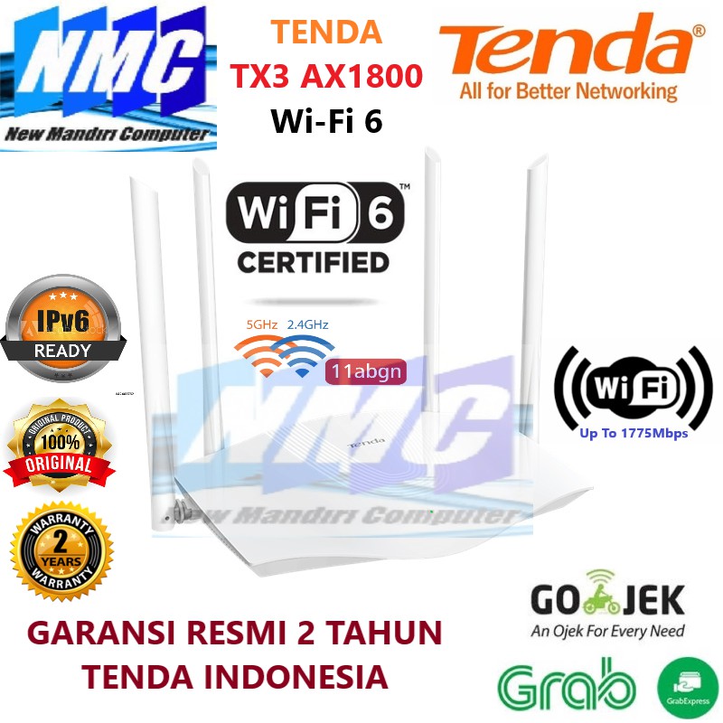 Tenda TX3 TX 3 AX1800 Dual Band Gigabit Wifi 6 Router