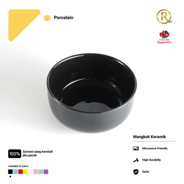 Unik Mangkok Mangkuk Keramik B 14cm 5.5inch Hitam Polos Mangkok Mie Bakso Diskon