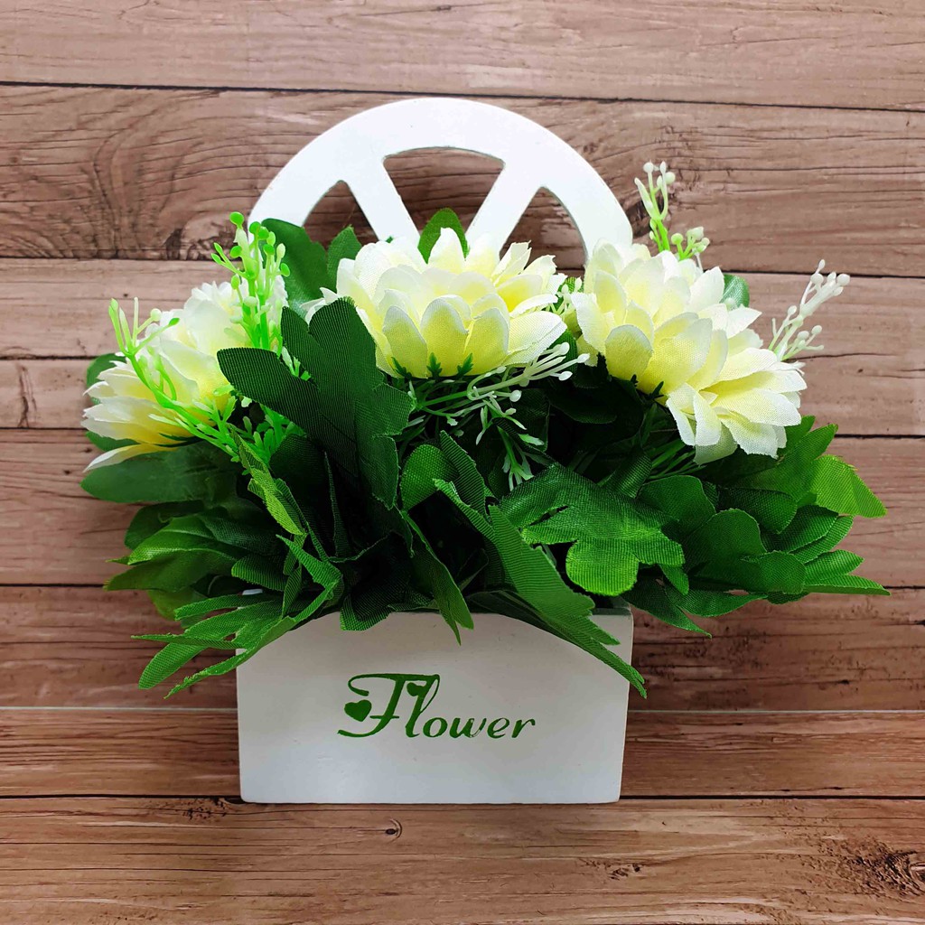 Hiasan Bunga Gantung Alternatif 1/  Bunga Dinding/ Bunga Plastik/  Bunga Artificial/ Bunga Palsu-Putih