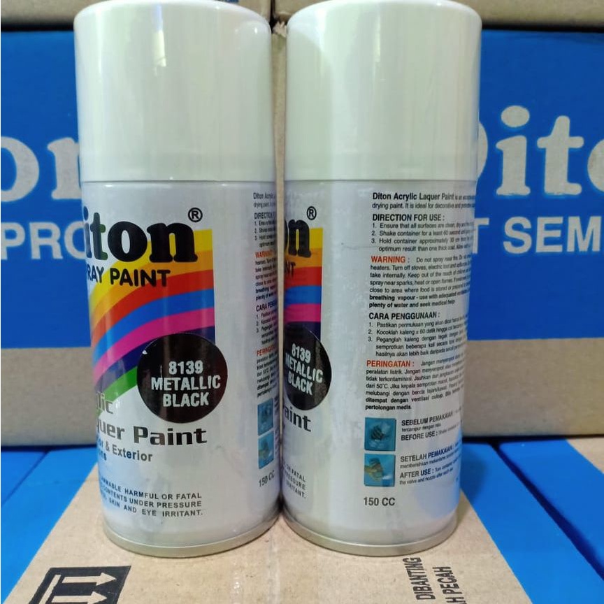 DITON Spray Paint Acrylic Lacquer Paint Pilox Cat Semprot - 8139 Metallic Black / Hitam Metalik (150cc/Kecil)