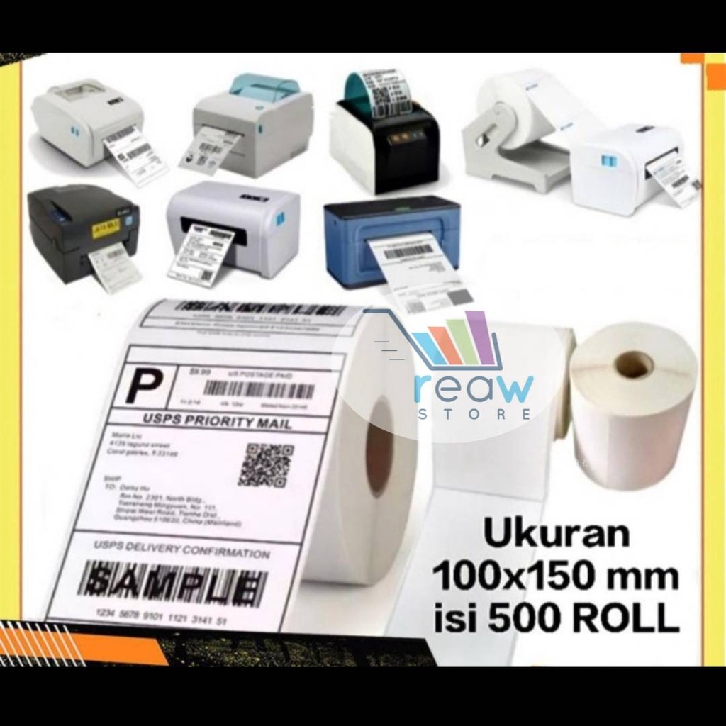 

Kertas Sticker Thermal Label Stiker Barcode 100x150mm 10x15cm A6 500pcs