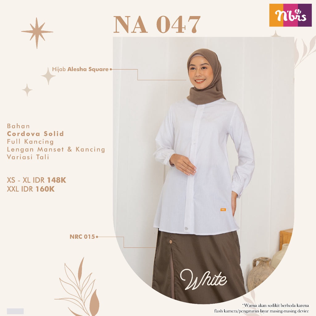 Nibras Atasan NA 47 Bahan Cordova Solid Kemeja Wanita Muslimah Simple Polos Formal OOTD