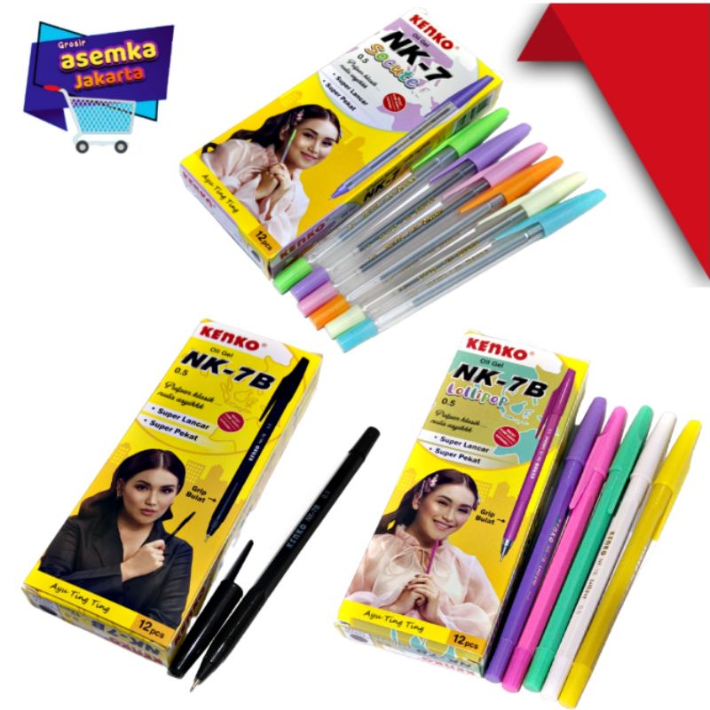 Bolpen KENKO Pulpen NK-7B Oil Gel Grosir 12pcs