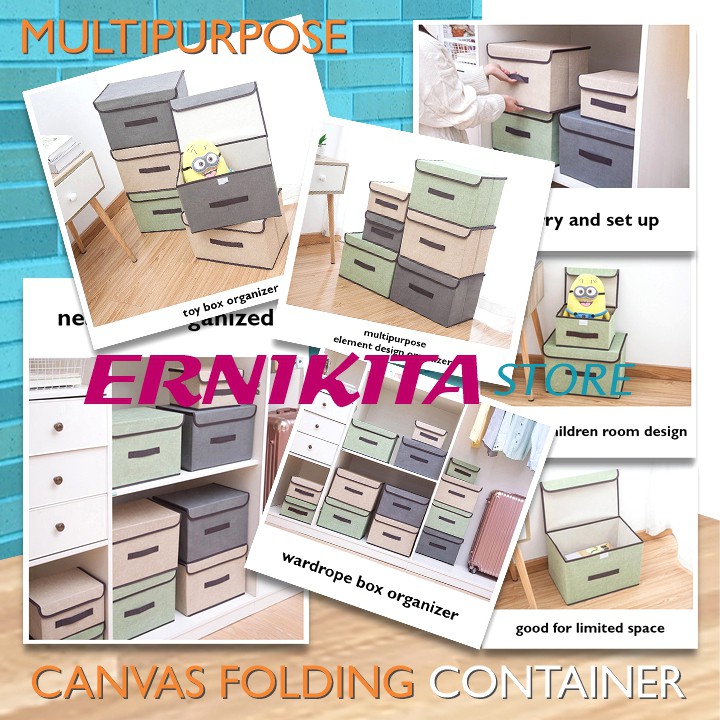 2 STORAGE CANVAS BOX ORGANIZER - Tempat Penyimpanan Serbaguna