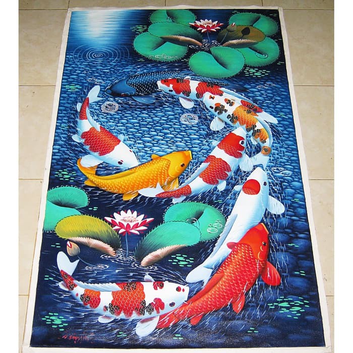 Lukisan Ikan Koi Membentuk Angka 9 Nuansa Mewah Dan Modern Shopee Indonesia